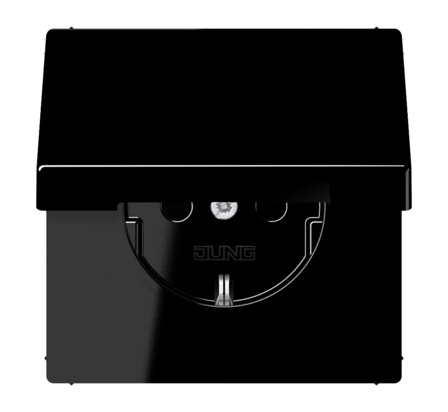 Schuko-Steckdose Klappdeckel LS990 schwarz glänzend (LS 1520 NKL SW)