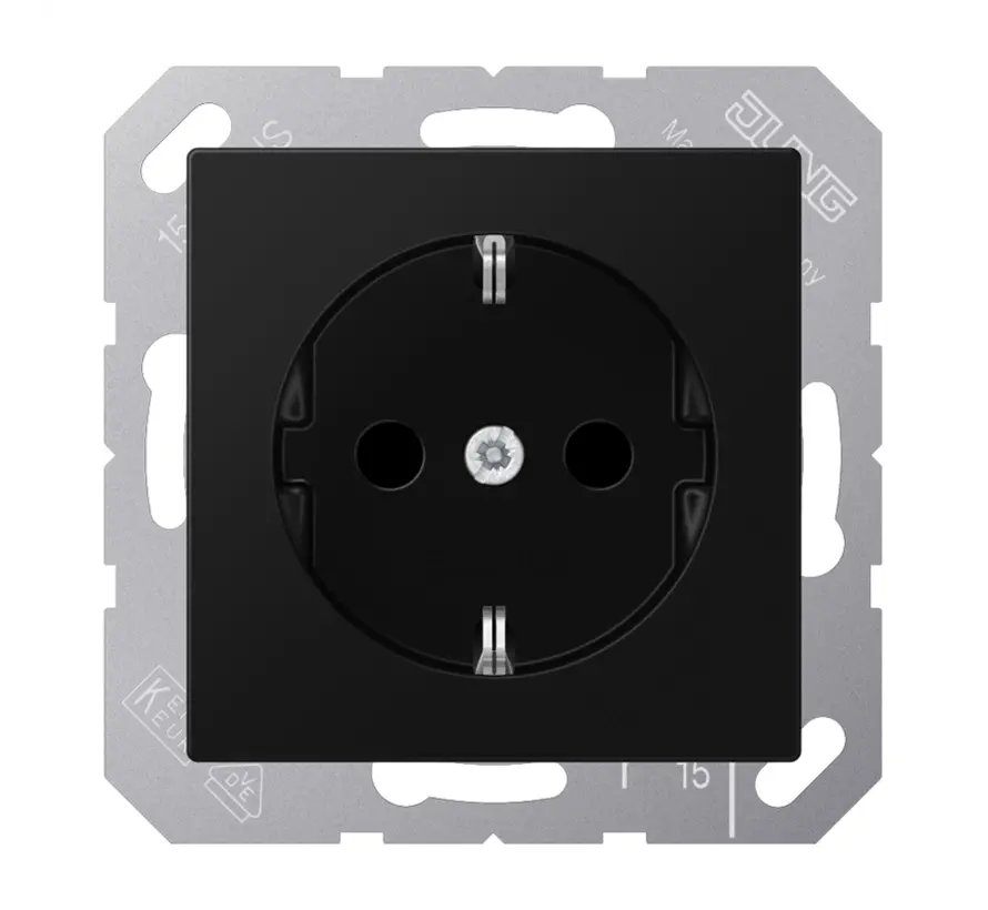 Schuko-Steckdose ohne Befestigungskrallen A-range graphitschwarz matt (A 1520 NBF SWM)