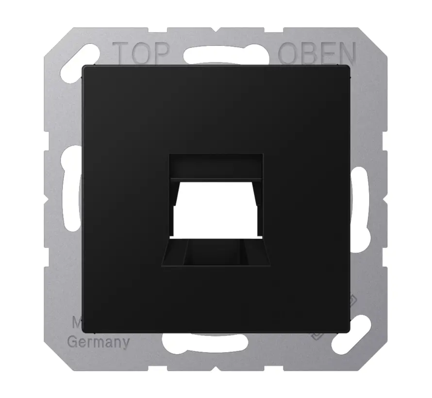 Abdeckung Klick-Bestätigung mit Tragplatte 1-fach für Modular Jack A-range schwarz matt (A 1569-15 WE SWM)