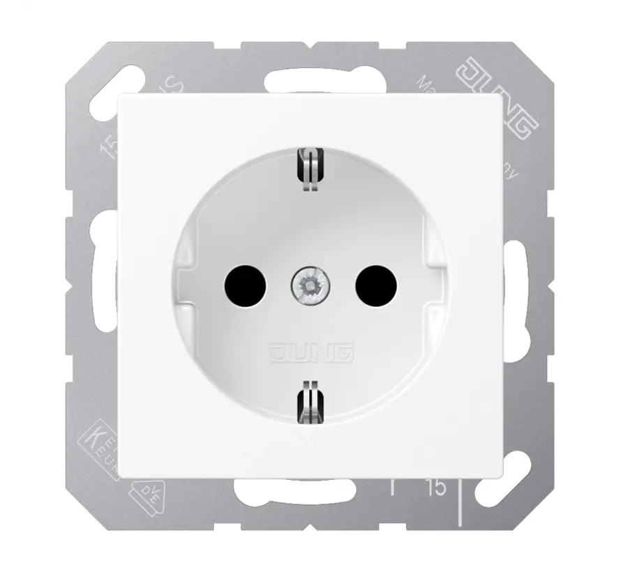 Schuko-Steckdose ohne Befestigungskrallen A-range schneeweiß matt (A 1520 NBF WWM)