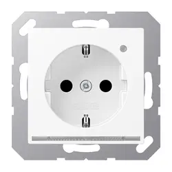 JUNG Schuko-Steckdose mit LED-Orientierungsleuchte und Helligkeitssensor A-range schneeweiß matt (A 1520-O WWM LNW)