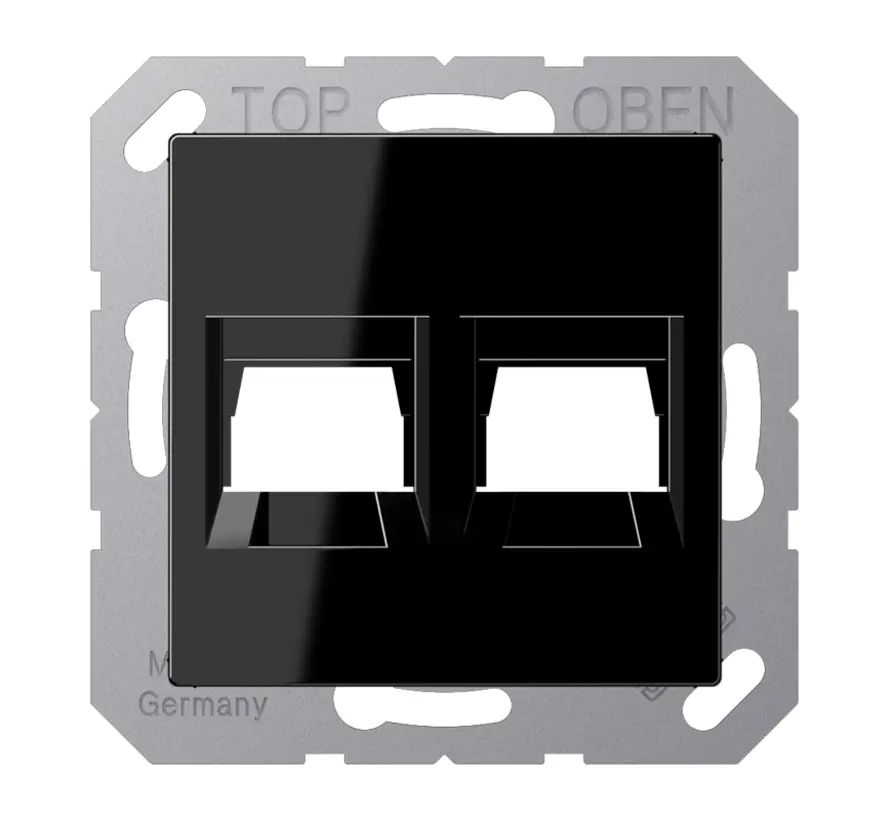 Abdeckung Klick-Bestätigung mit Tragplatte 2-fach Modular Jack A-range schwarz glänzend (A 1569-2 WE SW)