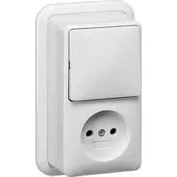 Gira Kombination Schalter und Steckdose ohne Schutzkontakt Aufputz weiß (047611)