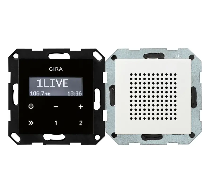 Unterputz-Radio RDS schwarzglaslook mit Lautsprecher System 55 weiß matt (228027)