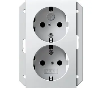 Gira Schuko-Steckdose erhöhtem Berührungsschutz 2-fach für Unterputz-Gerätedose 1.5-fach System 55 weiß glänzend (273503)