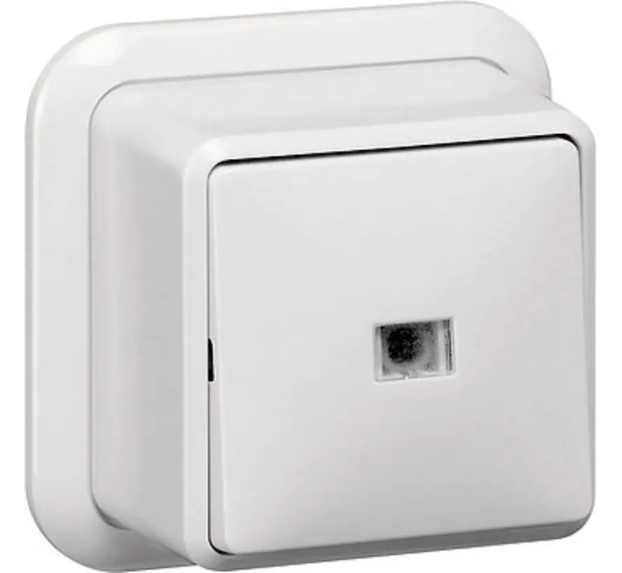 Schalter 2-polig Kontrollschalter mit Glimmlampe Aufputz weiß (011211)