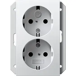 Gira Schuko-Steckdose erhöhtem Berührungsschutz 2-fach für Unterputz-Gerätedose 1-fach System 55 weiß matt (273127)