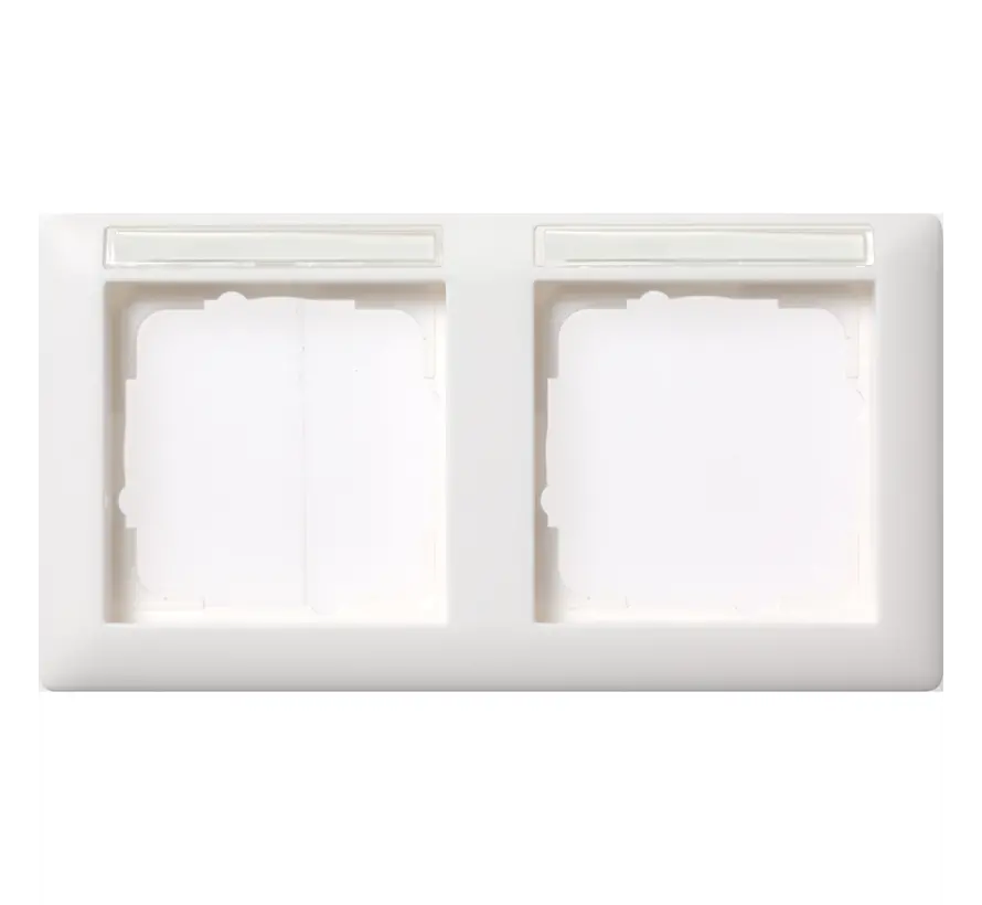 Abdeckrahmen 2fach horizontal mit Beschriftungsfeld Standard 55 weiß glänzend (109203)