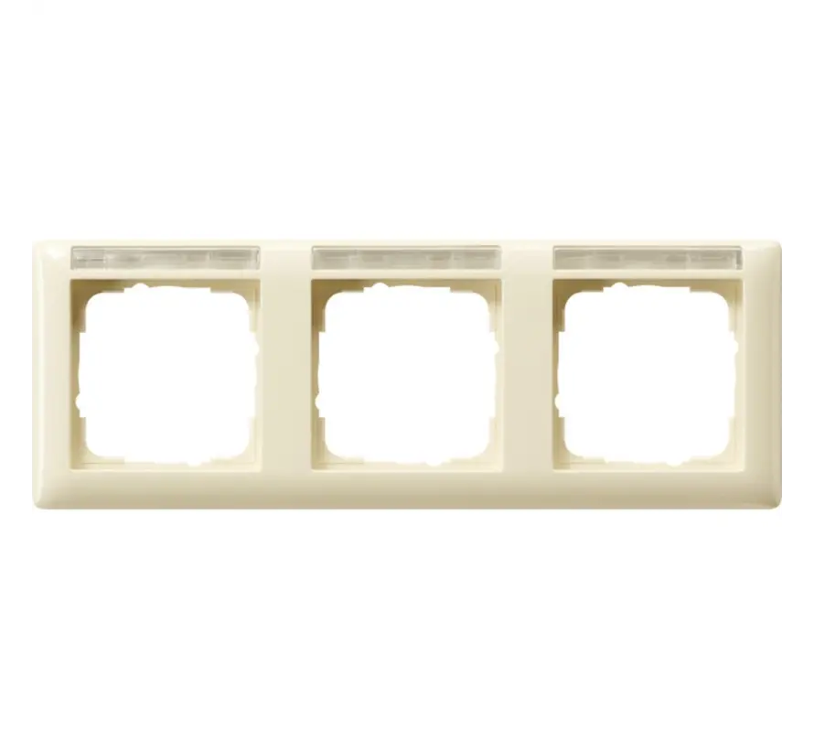 Abdeckrahmen 3fach horizontal mit Beschriftungsfeld Standard 55 creme glänzend (109301)