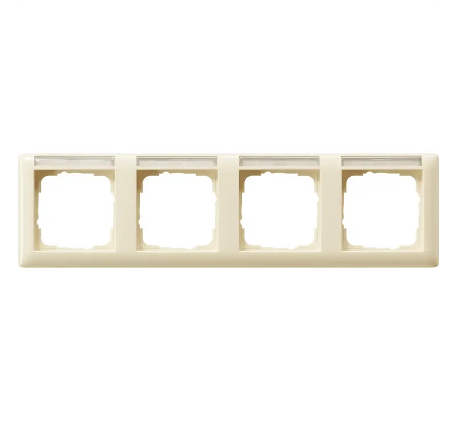 Abdeckrahmen 4fach horizontal mit Beschriftungsfeld Standard 55 creme glänzend (109401)