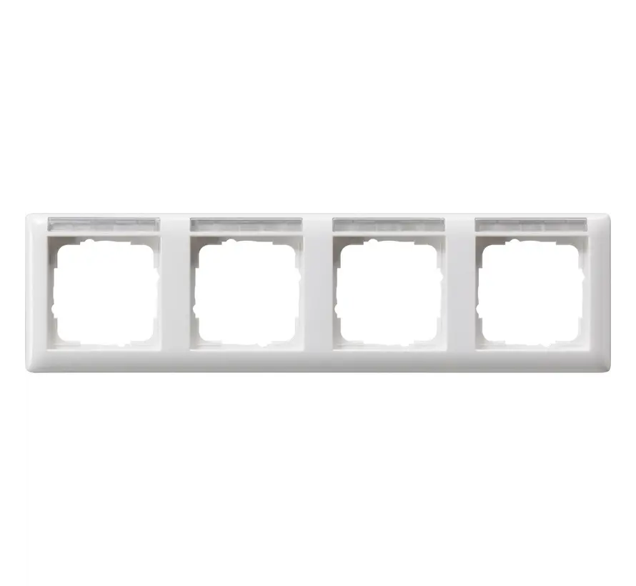 Abdeckrahmen 4-fach horizontal Beschriftungsfeld Standard 55 weiß glänzend (109403)