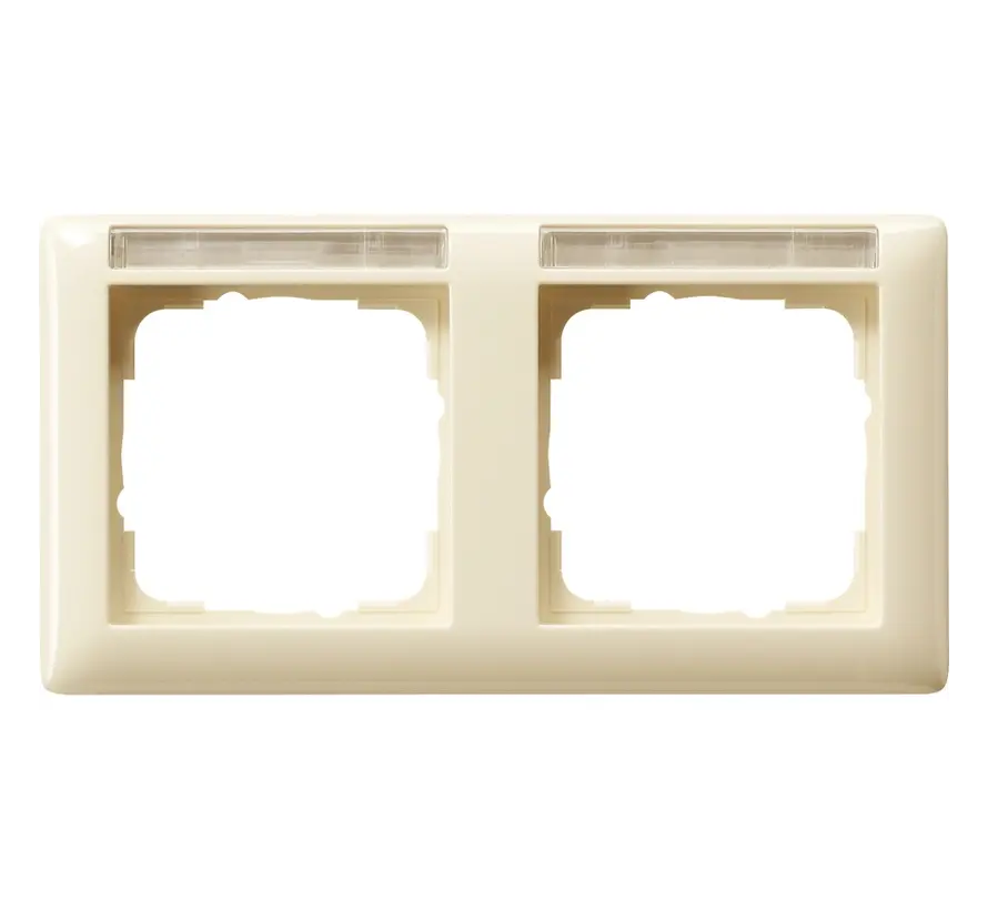 Abdeckrahmen 2fach horizontal mit Beschriftungsfeld Standard 55 creme glänzend (109201)
