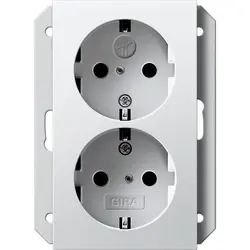 Gira Schuko-Steckdose erhöhtem Berührungsschutz 2-fach für Unterputz-Gerätedose 1-fach System 55 weiß glänzend (273103)