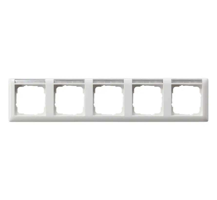 Abdeckrahmen 5-fach horizontal Beschriftungsfeld Standard 55 weiß glänzend (109503)