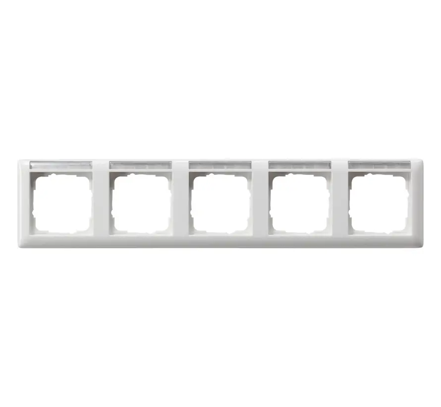Abdeckrahmen 5fach horizontal mit Beschriftungsfeld Standard 55 weiß glänzend (109503)