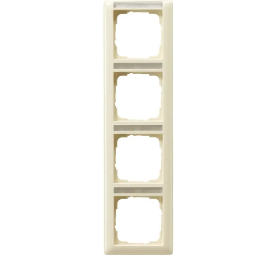 Abdeckrahmen 4fach vertikal mit Beschriftungsfeld Standard 55 creme glänzend (111401)