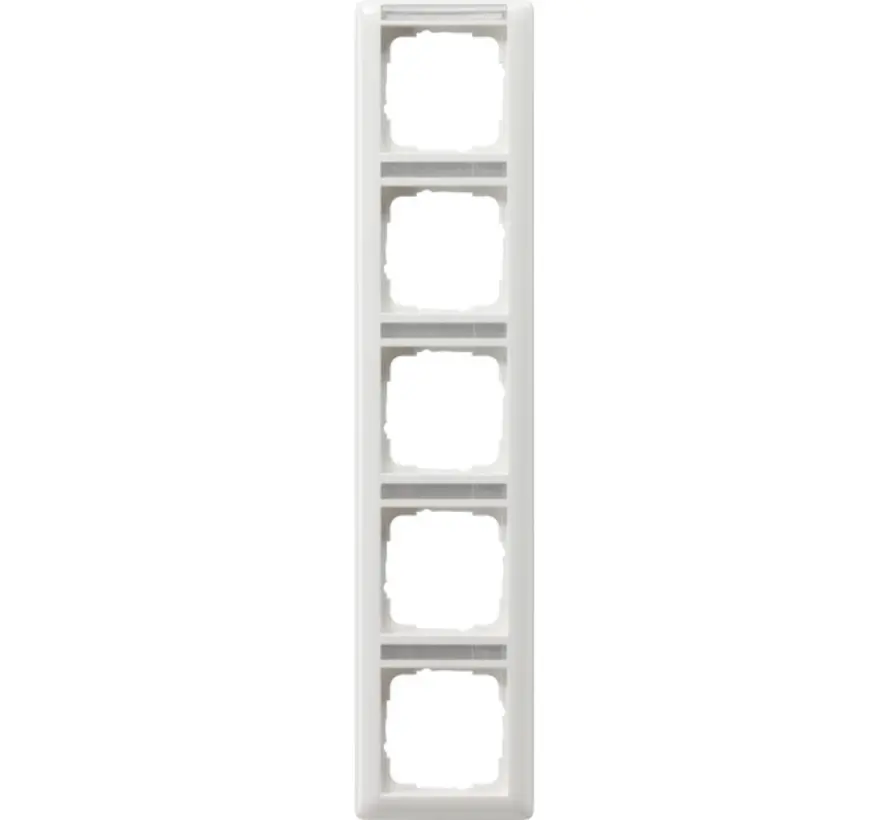 Abdeckrahmen 5-fach vertikal Beschriftungsfeld Standard 55 weiß glänzend (111503)