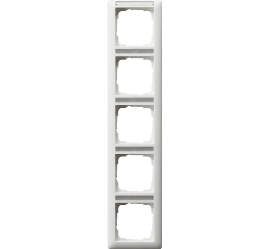 Abdeckrahmen 5-fach vertikal Beschriftungsfeld Standard 55 weiß matt (111527)