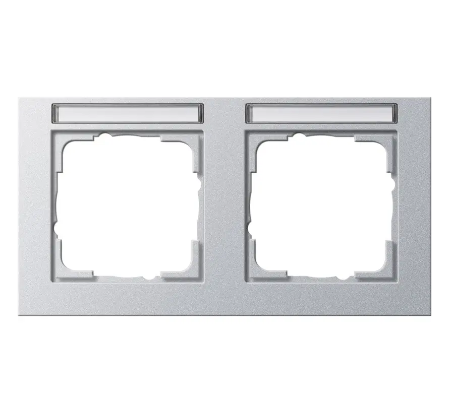 Abdeckrahmen 2-fach horizontal Beschriftungsfeld E2 aluminium matt (109225)