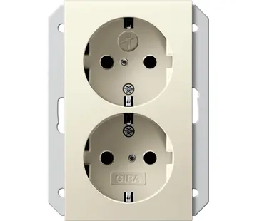 Gira Schuko-Steckdose erhöhtem Berührungsschutz 2-fach für Unterputz-Gerätedose 1.5-fach System 55 creme glänzend (273501)