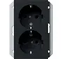 Schuko-Steckdose erhöhtem Berührungsschutz 2-fach für Unterputz-Gerätedose 1.5-fach System 55 schwarz matt (2735005)