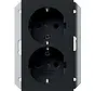 Schuko-Steckdose erhöhtem Berührungsschutz 2-fach für Unterputz-Gerätedose 1-fach System 55 schwarz matt (2731005)