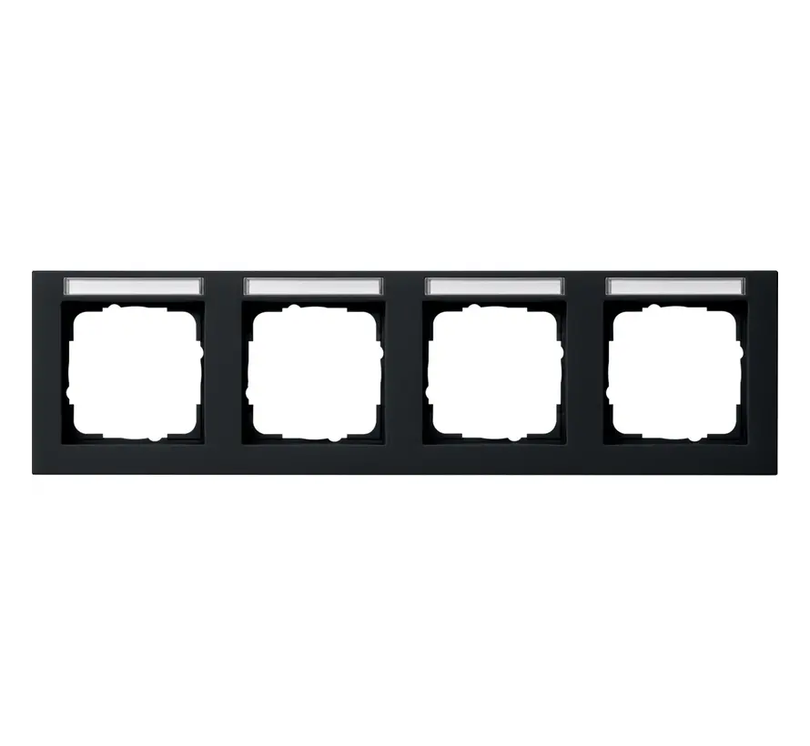 Abdeckrahmen 4-fach horizontal Beschriftungsfeld E2 schwarz matt (109409)