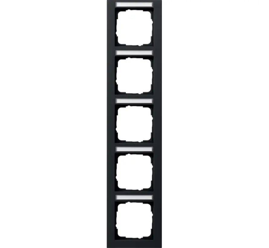 Abdeckrahmen 5-fach vertikal Beschriftungsfeld E2 schwarz matt (111509)