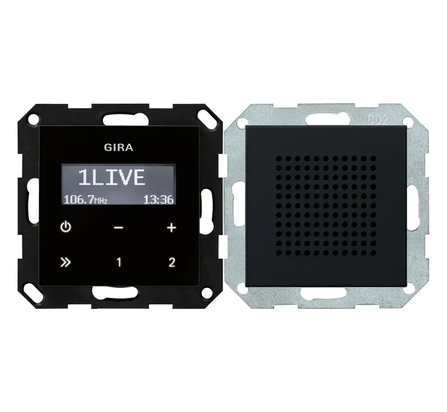 Unterputz-Radio RDS schwarzglaslook mit Lautsprecher System 55 schwarz matt (2280005)