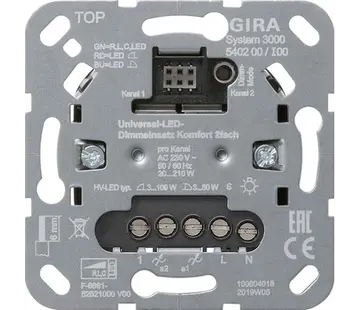 Gira System 3000 Tastdimmer 2-fach Universal LED Komfort 3-100 Watt (540200)