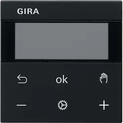 Gira System 3000 Raumtemperaturregler Display Bluetooth Standard 55 schwarz matt (5394005)