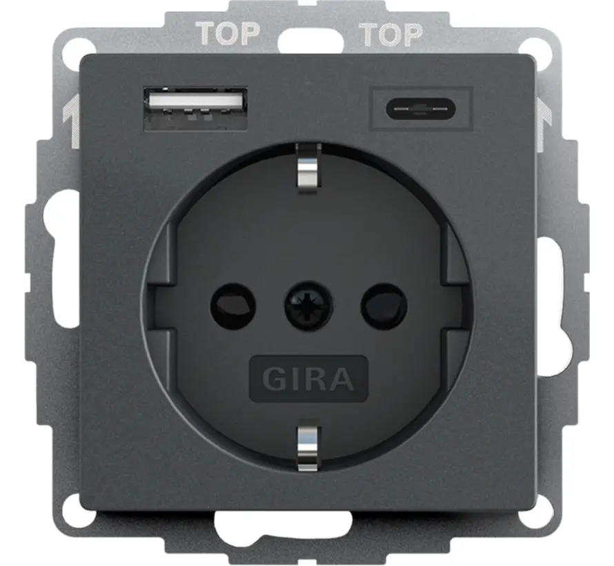 Gira Schuko-Steckdose USB-A und USB-C erhöhtem Berührungsschutz System 55  anthrazit matt - Günstigesschaltermaterial.de