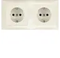 Schuko-Steckdose set 2-fach vorverdrahtet für Duo-Dose S1 creme glänzend (47208982)