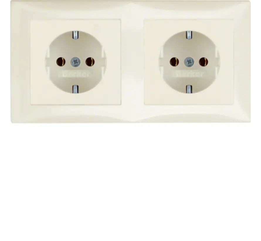 Schuko-Steckdose set 2-fach vorverdrahtet für Duo-Dose S1 creme glänzend (47208982)