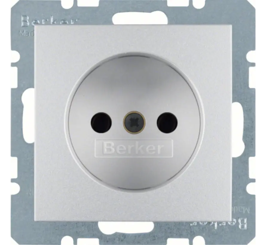 Steckdose ohne Schutzkontakt erhöhtem Berührungsschutz S1/B3/B7 aluminium matt (6167331404)