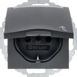 Berker Schuko-Steckdose erhöhtem Berührungsschutz Klappdeckel Beschriftungsfeld 45 Grad drehbar S1/B3/B7 anthrazit matt (47461606)
