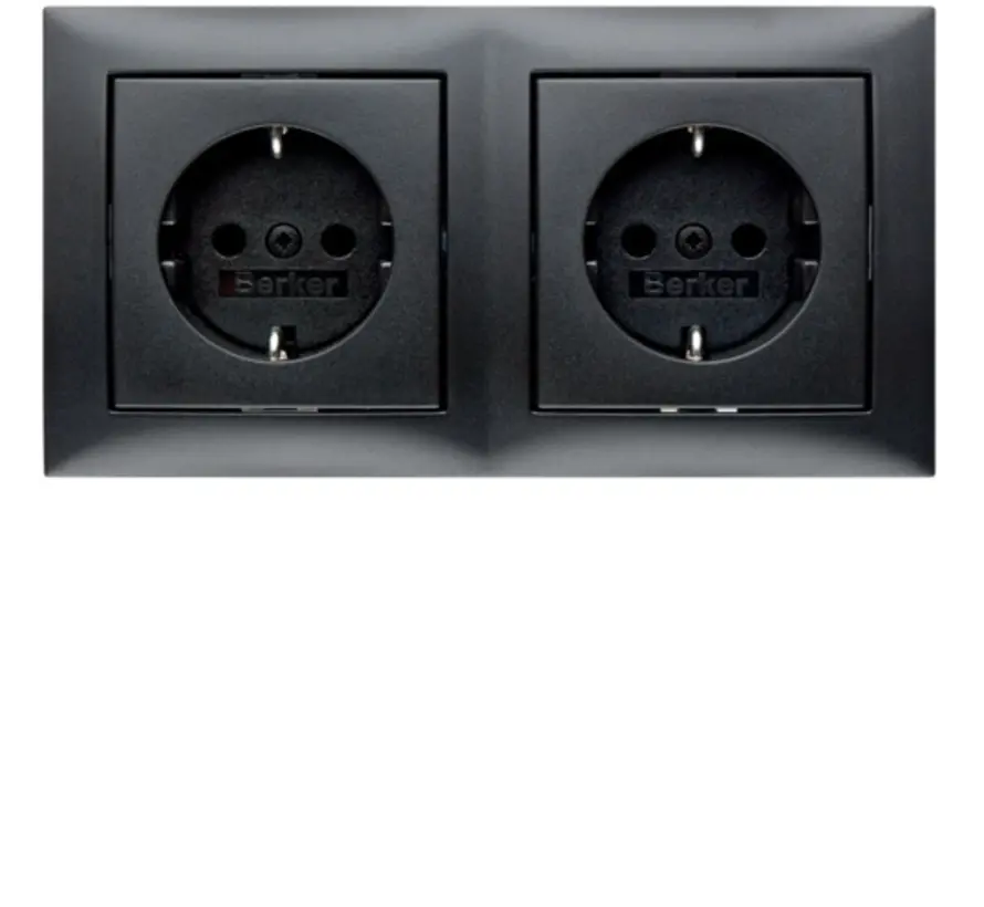 Schuko-Steckdose set 2-fach vorverdrahtet für Duo-Dose S1 anthrazit matt (47209949)