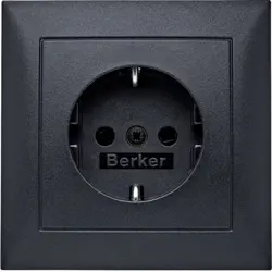 Berker Schuko-Steckdose erhöhtem Berührungsschutz für mit Vollplatte für Einzelmontage S1/B3/B7 anthrazit matt (47229949)
