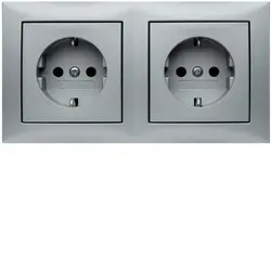 Berker Schuko-Steckdose set 2-fach vorverdrahtet für Duo-Dose S1 aluminium matt (47209939)