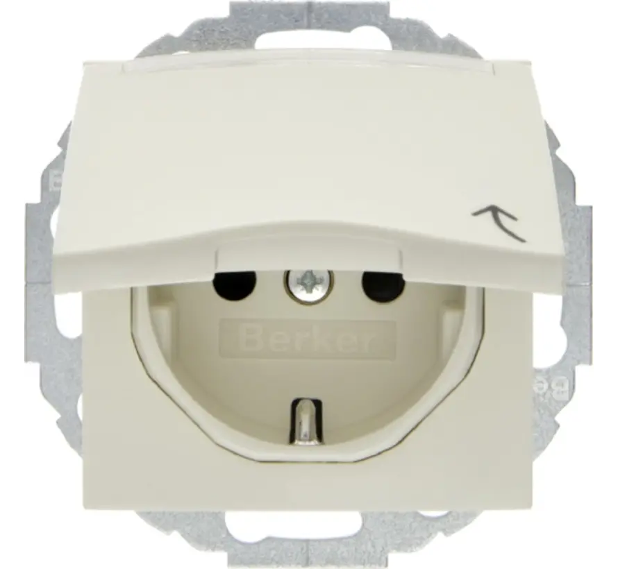 Schuko-Steckdose erhöhtem Berührungsschutz Klappdeckel Beschriftungsfeld 45 Grad drehbar S1/B3/B7 creme glänzend (47468982)