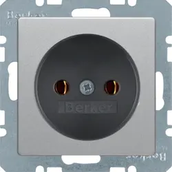 Berker Steckdose ohne Schutzkontakt Q1/Q3/Q7 aluminium (6167036084)