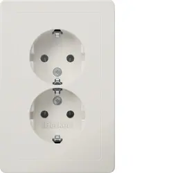 Berker Steckdose flach Schutzkontakt 2-fach für Unterputz-Gerätedose 1.5-fach Q1 weiß (47726089)