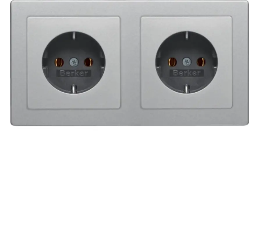 Schuko-Steckdose set 2-fach vorverdrahtet für Duo-Dose Q1 aluminium (47206084)