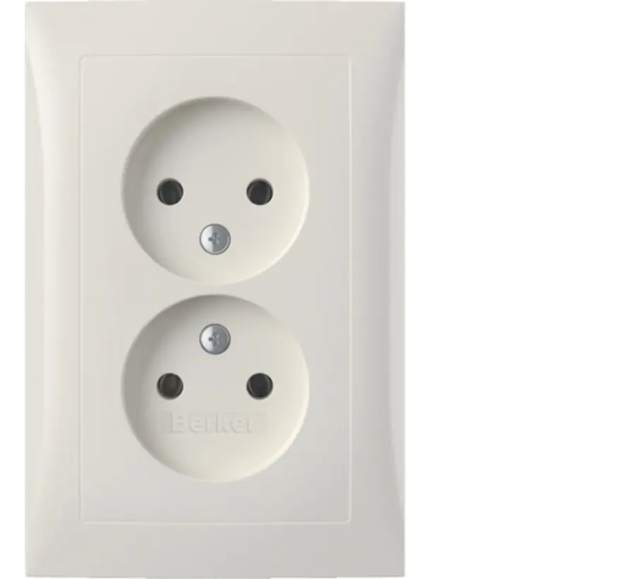 Steckdose 2-fach ohne Schutzkontakt mit erhöhtem Berührungsschutz für 1-fach Unterputzdose S1 weiß glänzend (47958989)