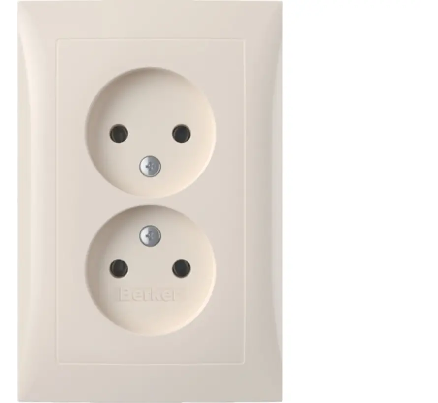Steckdose 2-fach ohne Schutzkontakt mit erhöhtem Berührungsschutz für 1-fach Unterputzdose S1 creme glänzend (47958982)