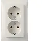 Schuko-Steckdose 2-fach für 1-fach Unterputzdose S1 weiß glänzend (47748989)