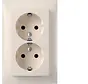 Schuko-Steckdose 2-fach für 1-fach Unterputzdose S1 creme glänzend (47748982)