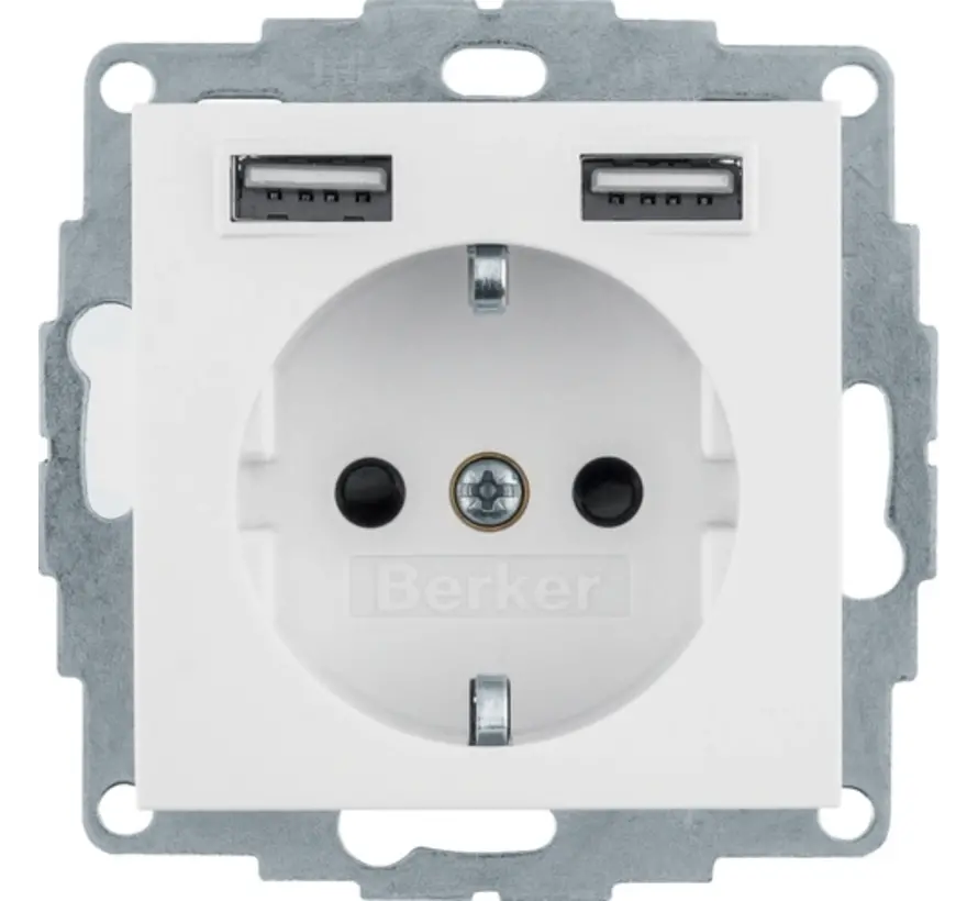 Schuko-Steckdose 2x USB S1/B3/B7 weiß glänzend (48038989)
