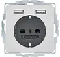 Schuko-Steckdose 2x USB Q1/Q3/Q7 aluminium (48036084)