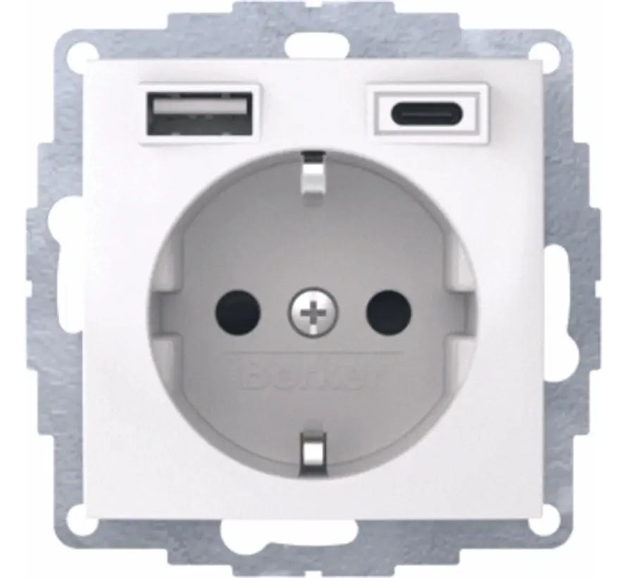 Schuko-Steckdose erhöhtem Berührungsschutz USB-A und USB-C S1/B3/B7 weiß glänzend (48048989)